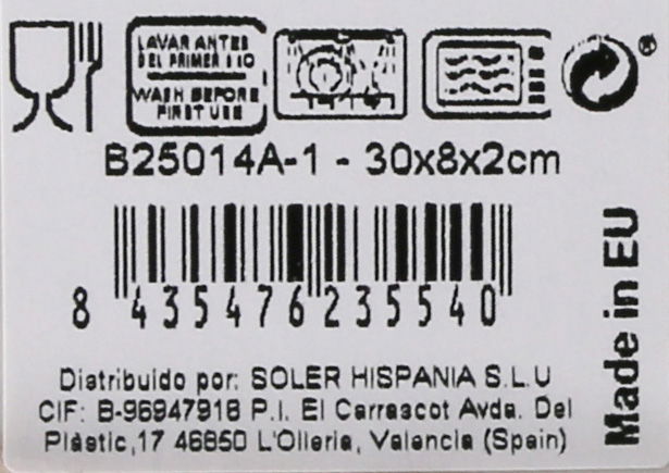 La Mediterranea Fuente Rectangular Irys Elite Brillo 30 x 8 cm (24 Unidades)
