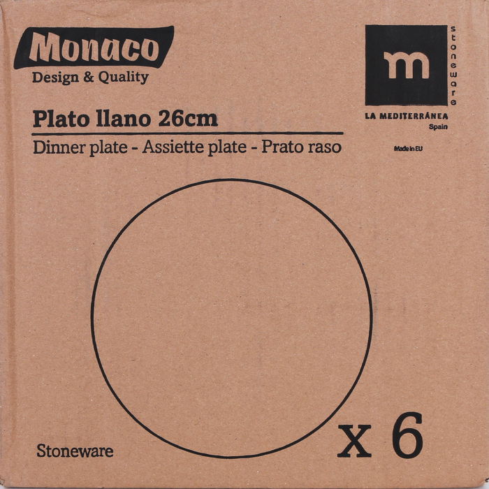 La Mediterranea Plato Llano 26 cm Colección Monaco Ivory (6 Unidades)
