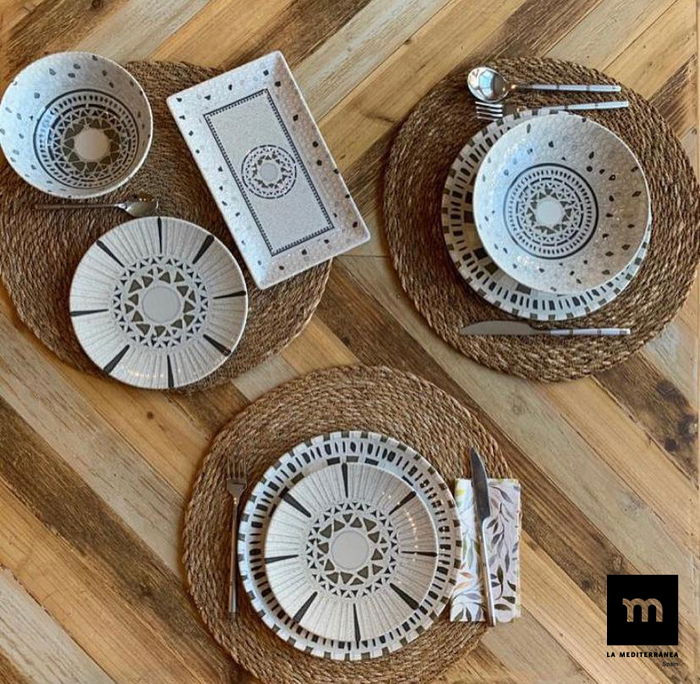 La Mediterranea - Plato Llano 26 cm "Barroc" Monaco, brillo, Colección Barroc, 26x26x2 cm, 610 g (6 Unidades)