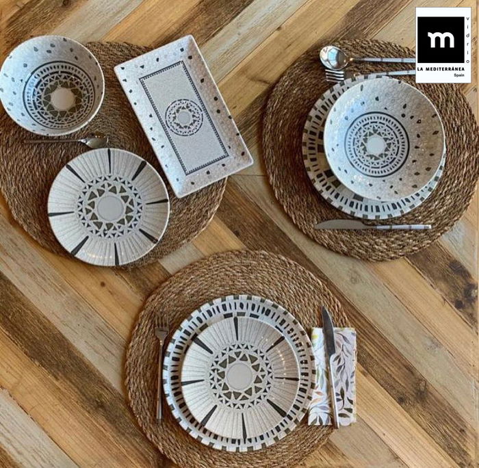 La Mediterranea - Plato Llano 26 cm "Barroc" Monaco, brillo, Colección Barroc, 26x26x2 cm, 610 g (6 Unidades)