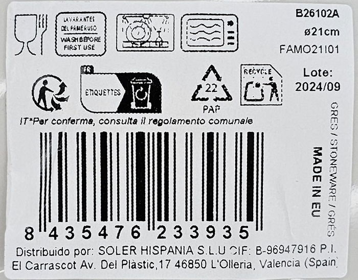 La Mediterranea Plato Hondo "Irys" Monaco Bril Ø 21 cm (12 Unidades)