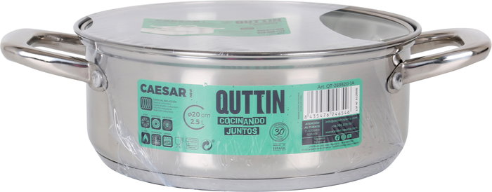 Quttin Cacerola con Tapa de Acero Inoxidable 20 cm / 2.5 L New Caesar (6 Unidades)