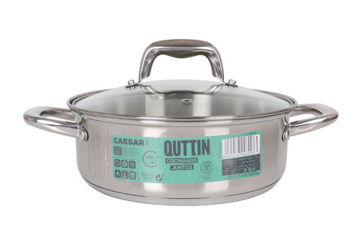 Quttin New Caesar Cacerola con Tapa de Acero Inoxidable de 22 cm, 3 L (6 Unidades) Quttin New Caesar Cacerola con Tapa de Acero Inoxidable de 22 cm, 3 L (6 Unidades)
