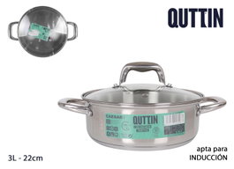 Quttin New Caesar Cacerola con Tapa de Acero Inoxidable de 22 cm, 3 L (6 Unidades)