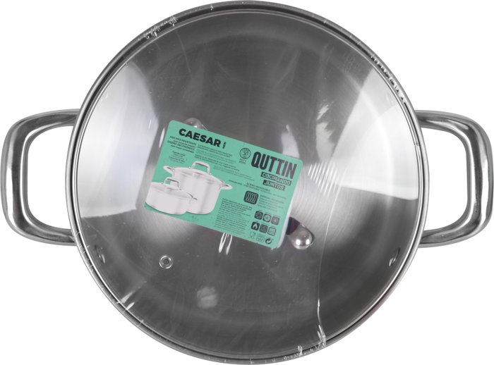 Quttin New Caesar Cacerola con Tapa de Acero Inoxidable de 22 cm, 3 L (6 Unidades)