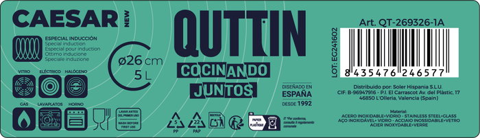 Quttin Set de 4 Cacerolas con Tapa New Caesar de Acero Inoxidable 26 cm 5L Quttin Set de 4 Cacerolas con Tapa New Caesar de Acero Inoxidable 26 cm 5L