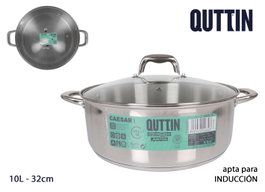 Quttin Cacerola con Tapa New Caesar Acero Inoxidable 32 cm (2 Unidades)