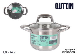 Quttin Olla Acero Inoxidable 16 cm / 2.5 L con Tapa New Caesar (6 Unidades)