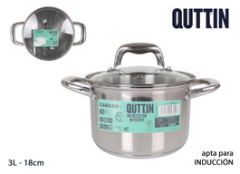 Quttin Olla con Tapa New Caesar Acero Inoxidable 18 cm / 3 Litros (6 Unidades)