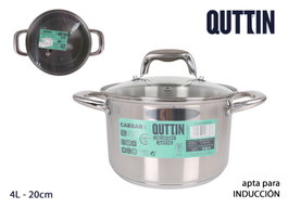 Quttin Caesar Olla con Tapa de Acero para Inducción, 20 cm, 4 Litros (6 Unidades)