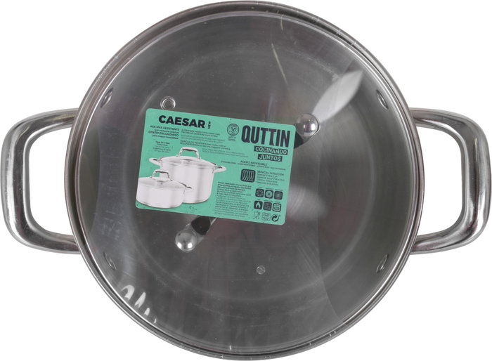 Quttin Caesar Olla con Tapa de Acero para Inducción, 20 cm, 4 Litros (6 Unidades)