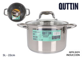Quttin Olla con Tapa de Acero Inoxidable 22 cm / 5.5 Litros (4 Unidades) Fabricante New Caesar