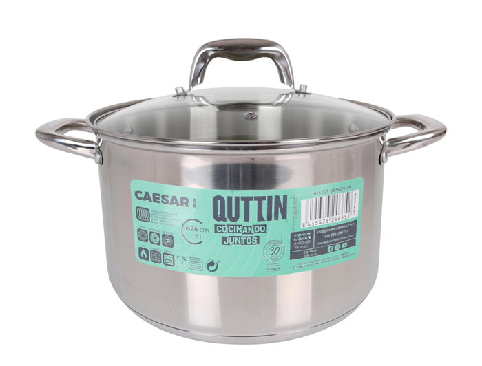 Quttin Olla con Tapa New Caesar 7L 24cm (4 Unidades)