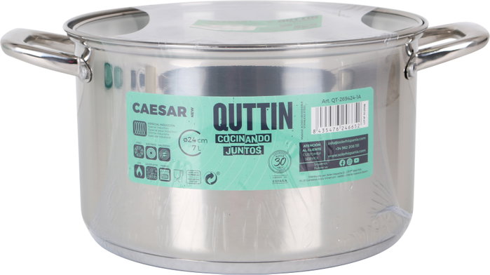 Quttin Olla con Tapa New Caesar 7L 24cm (4 Unidades)