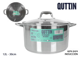 Quttin Olla con Tapa New Caesar de Acero Inoxidable, 30 cm, 12L (2 Unidades)