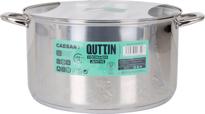 Quttin Olla con Tapa Acero Inoxidable 32 cm / 15 Litros New Caesar (2 Unidades)