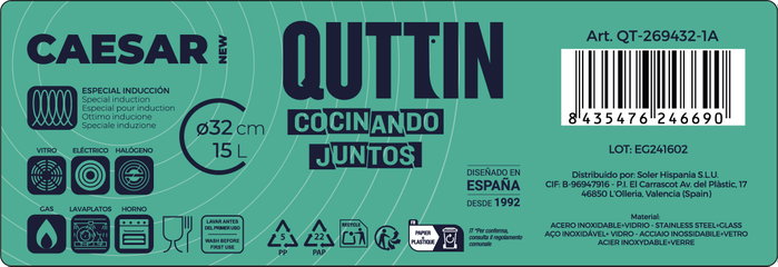 Quttin Olla con Tapa Acero Inoxidable 32 cm / 15 Litros New Caesar (2 Unidades) Quttin Olla con Tapa Acero Inoxidable 32 cm / 15 Litros New Caesar (2 Unidades)