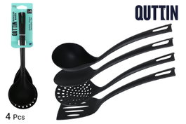 Inde Set 4 Utensilios de Nylon Negro - Espumaderas y Utensilios - 9,3 x 10 x 34,2 cm (12 Cajas)