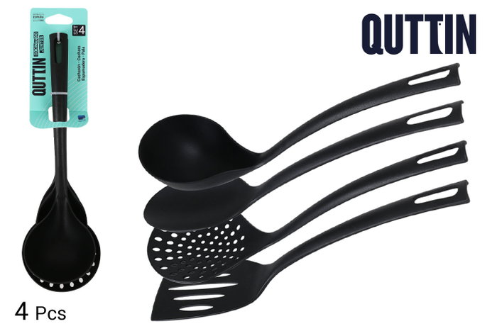 Inde Set 4 Utensilios de Nylon Negro - Espumaderas y Utensilios - 9,3 x 10 x 34,2 cm (12 Cajas) Inde Set 4 Utensilios de Nylon Negro - Espumaderas y Utensilios - 9,3 x 10 x 34,2 cm (12 Cajas)