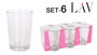 LAV Set de 6 Vasos de Agua "Lara", 205 cc (205ml), Cristal, Medidas: 6.8x6.8x9.7 cm, Peso: 165 g por vaso (8 Cajas)