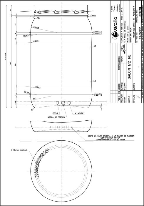 Mediterraneo Bote Vidrio con Tapa 2L 12x20.5 cm (6 Unidades)