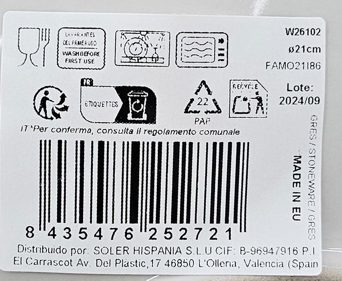 La Mediterranea Plato Hondo Adhara Ø21 cm Monaco Brillo (12 Unidades)