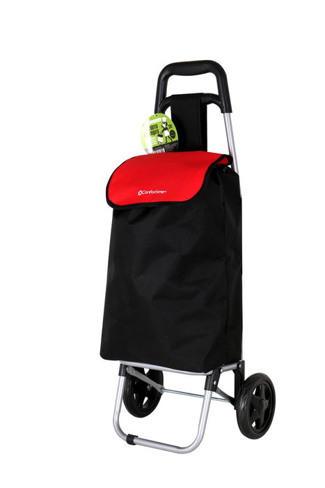 Confortime Carro de Compra Plegable 2 Ruedas 24L, Ancho 32.5 cm x Largo 81.8 cm x Alto 6.7 cm, Peso 5.2 kg, Color Negro (4 Unidades)