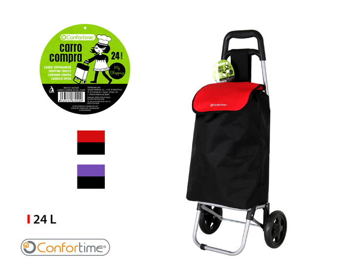 Confortime Carro de Compra Plegable 2 Ruedas 24L, Ancho 32.5 cm x Largo 81.8 cm x Alto 6.7 cm, Peso 5.2 kg, Color Negro (4 Unidades) Confortime Carro de Compra Plegable 2 Ruedas 24L, Ancho 32.5 cm x Largo 81.8 cm x Alto 6.7 cm, Peso 5.2 kg, Color Negro (4 Unidades)