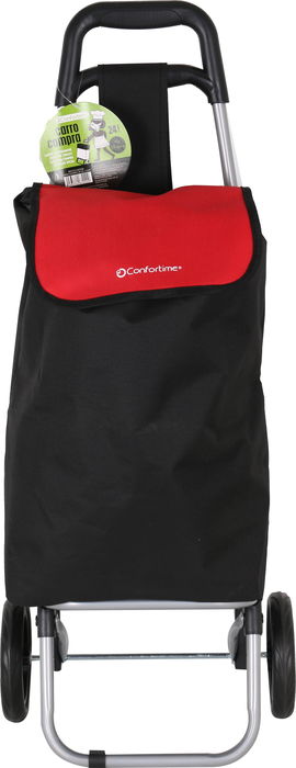 Confortime Carro de Compra Plegable 2 Ruedas 24L, Ancho 32.5 cm x Largo 81.8 cm x Alto 6.7 cm, Peso 5.2 kg, Color Negro (4 Unidades)