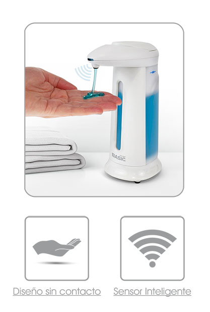 Basic Home Dispensador Jabon Electrico 350Ml con Dimensiones 11 cm Ancho x 21 cm Alto x 10 cm Largo (6 Unidades)