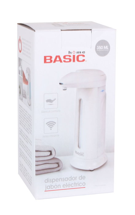 Basic Home Dispensador Jabon Electrico 350Ml con Dimensiones 11 cm Ancho x 21 cm Alto x 10 cm Largo (6 Unidades)