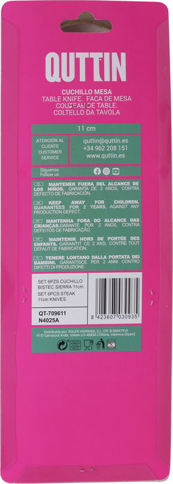 Quttin Set 6 Piezas Cuchillos Mesa Sierra 11 cm (12 Cajas)