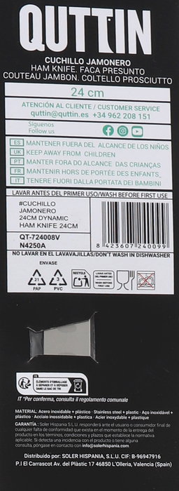 Quttin Cuchillo Jamonero 24 cm Dynamic (8 Unidades)