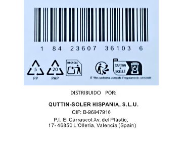 Quttin Tijera Bimaterial Descaps Esmerald 21x9.5 cm (12 Unidades)
