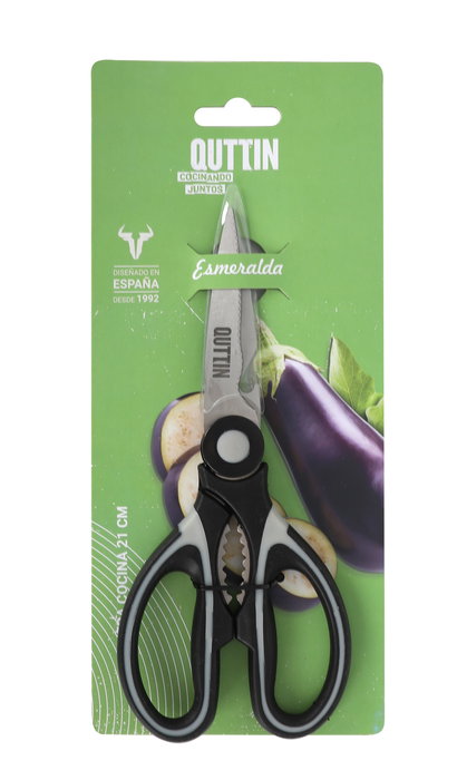 Quttin Tijera Bimaterial Descaps Esmerald 21x9.5 cm (12 Unidades)