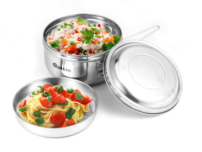 Quttin Fiambrera C/Plato Acero 17 cm (12 Unidades)