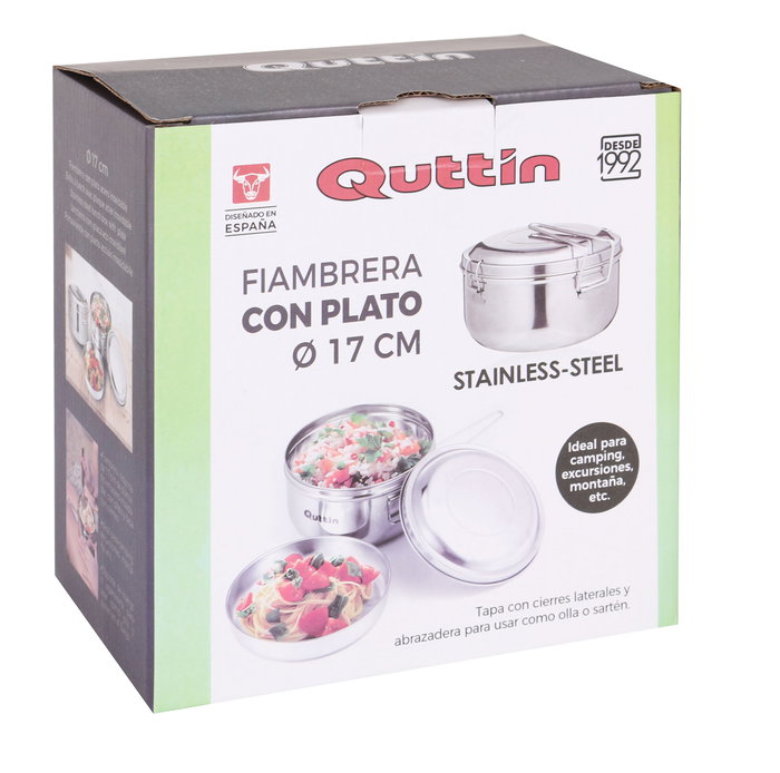 Quttin Fiambrera C/Plato Acero 17 cm (12 Unidades)