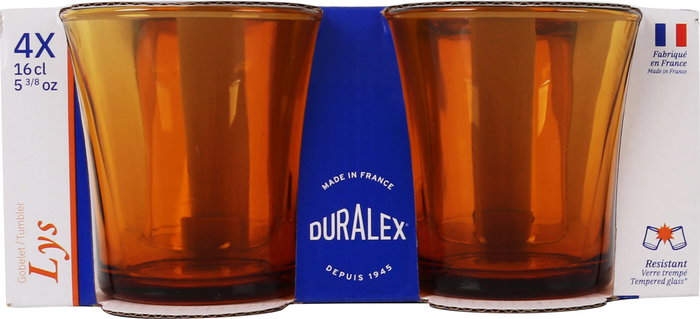 Duralex Set 4 Vasos Ambar Lys 16 cl (12 Cajas)