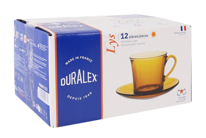Duralex Set 6 Tazas con Plato Lys 18 cl Ambar (8 Cajas) Duralex Set 6 Tazas con Plato Lys 18 cl Ambar (8 Cajas)