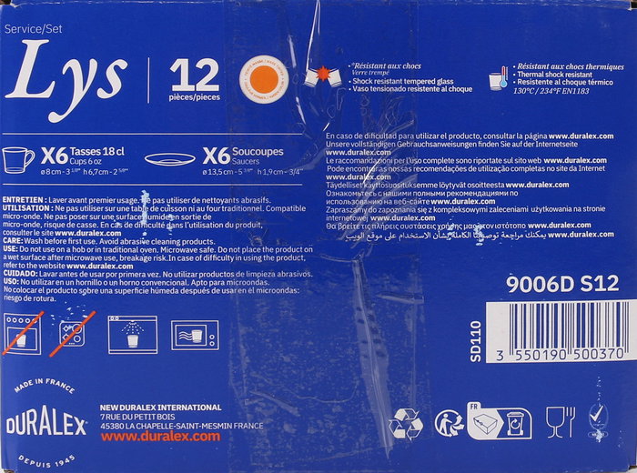 Duralex Set 6 Tazas con Plato Lys 18 cl Ambar (8 Cajas)