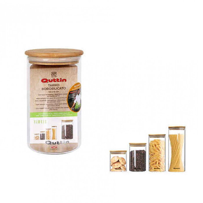 Quttin Set de 12 Tarros de Borosilicato con Tapa de Bamboo de 950 ml Quttin Set de 12 Tarros de Borosilicato con Tapa de Bamboo de 950 ml