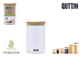 Quttin Tarro Borosilicato con Tapa de Bambú 9.5 x 16 cm 950 ml (12 Unidades)