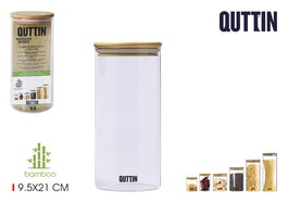 Quttin Tarro Borosilicato 9.5 x 21 cm Bamboo 1250 ML (12 Unidades)