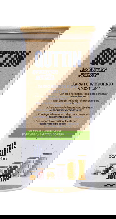 Quttin Tarro Borosilicato 9.5 x 21 cm Bamboo 1250 ML (12 Unidades)