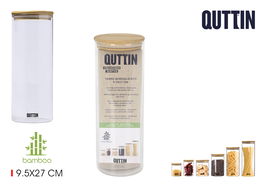 Quttin Tarro Borosilicato con Tapa Bamboo 9.5 x 27 cm 1650ml (12 Unidades)