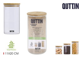 Quttin Tarro de Borosilicato con Tapa de Bambú 11 x 20 cm 1500 ml (12 Unidades)