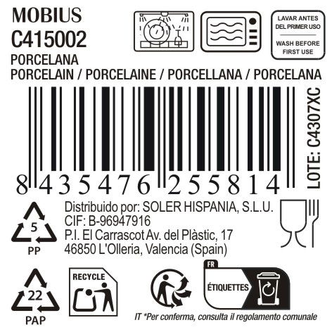 La Mediterranea Plato Postre Mobius 19 cm (18 Unidades)