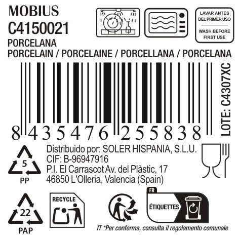 La Mediterranea Plato Postre Mobius 20.5 cm (18 Unidades)