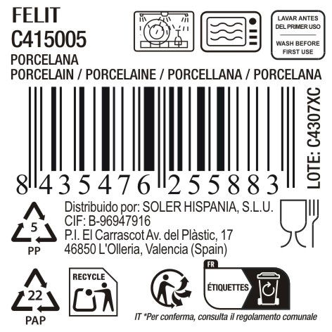 La Mediterranea Plato Postre 19 cm Colección Felit (18 Unidades)