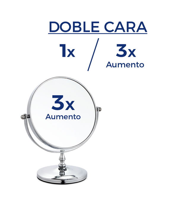 Confortime Espejo de Aumento 2 Caras para Sobremesa con Base, 15 x 12 x 21.5 cm (8 Unidades)